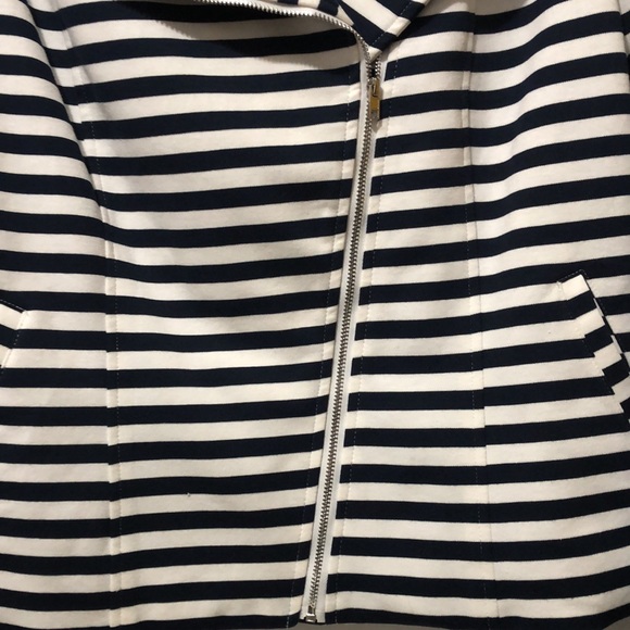 Lane Bryant Jacket Women 14 Sailor Collar Striped Full Zip Slash Pockets Navy Yt - Picture 4 of 8